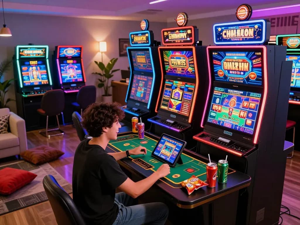 Experience the excitement of online gaming at f168 while enjoying a dynamic slot machine interface on multiple screens.