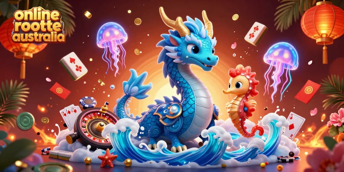 Engage in online roulette Australia with a vibrant 3D illustration showcasing casino excitement and colorful elements.