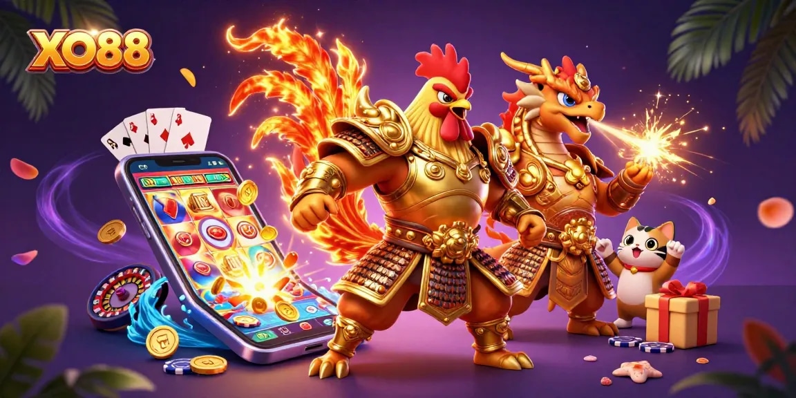 Experience the excitement of XO88 slots with vibrant characters and dynamic gaming elements!