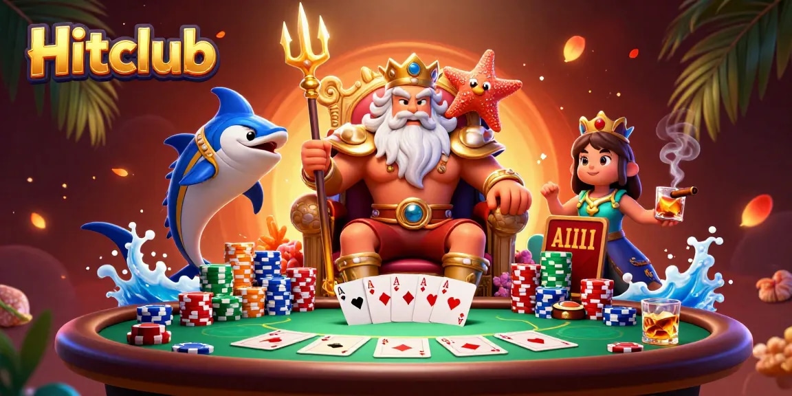 Experience thrilling gameplay with Hitclub at a vibrant casino scene featuring Neptune and gaming elements.