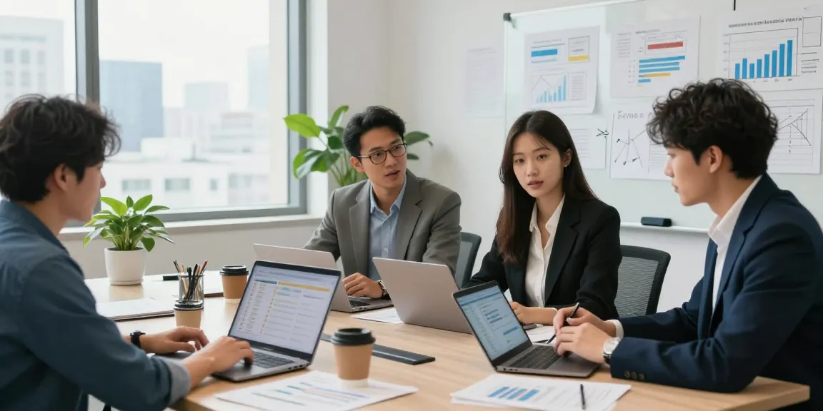 Collaboration at the WPS Official Website team in a modern office workspace, showcasing teamwork and innovative ideas.