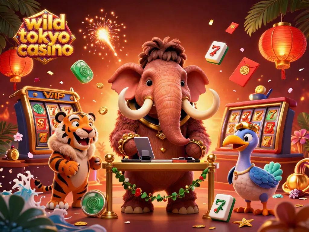Experience the vibrant atmosphere of wild tokyo casino with engaging characters celebrating gaming and luck.