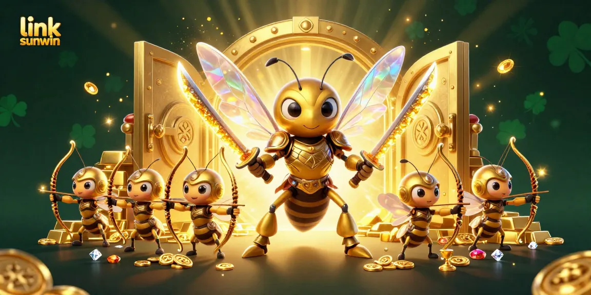 Engage in thrilling gameplay at link sunwin with exciting golden hornet samurai characters amidst a treasure-filled casino scene.
